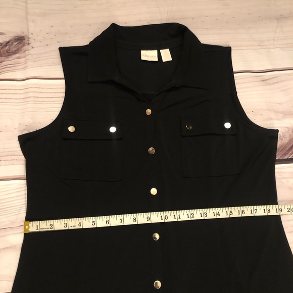 Chico’s Jersey Golden Button Down Sleeveless Collared Black Maxi Dress size 12 - Picture 12 of 14